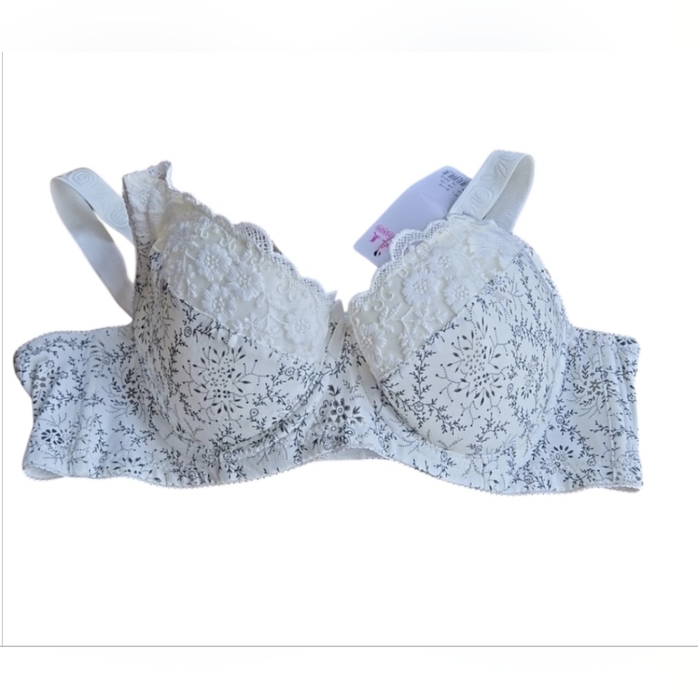 Bra dainty floral print underwire lightly padded size 34 NWT